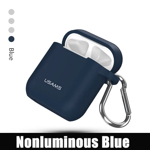 Nonluminous Blue USAMS светящийся защитный чехол для наушников для AirPods чехол для наушников чехол для Apple беспроводные Bluetooth наушники Airpod чехол - Цвет: Nonluminous Blue