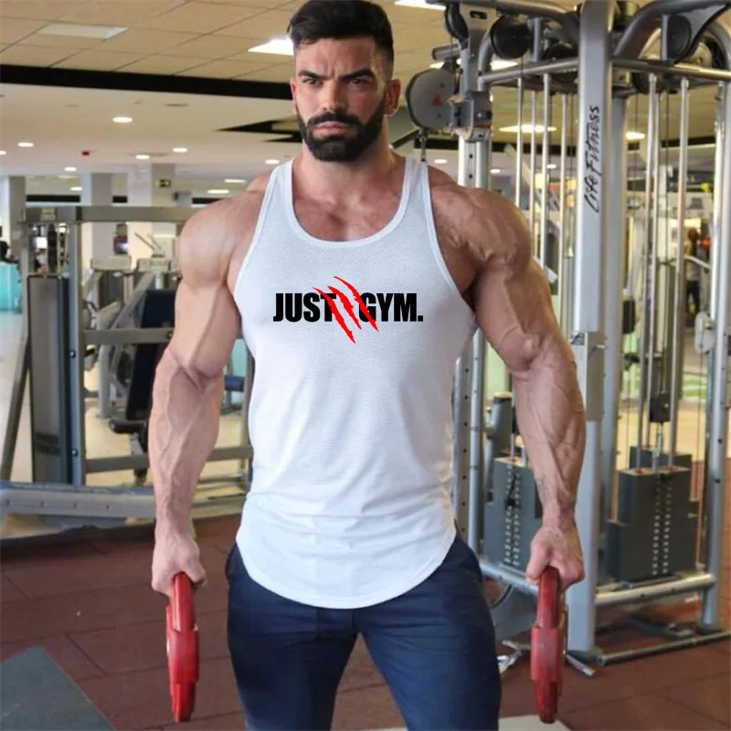 Тренажерный зал Tanktops жилет Стрингер модные сетчатые мужские майка Фитнес бренд тренировки Повседневное синглеты без рукавов бодибилдинг