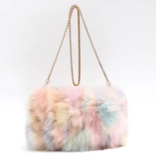 Модная дизайнерская женская сумка-мессенджер из натурального лисьего меха, новинка зимы, женская сумка на плечо с цепочкой, роскошная меховая сумка, большая женская сумка-клатч