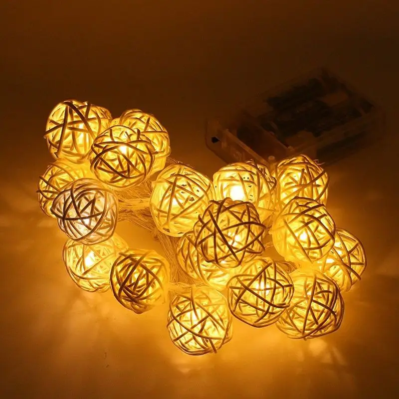 20LED ротанговый шар батарея гирлянда сказочные огни Рождественские вечерние свадебные лампы E65B