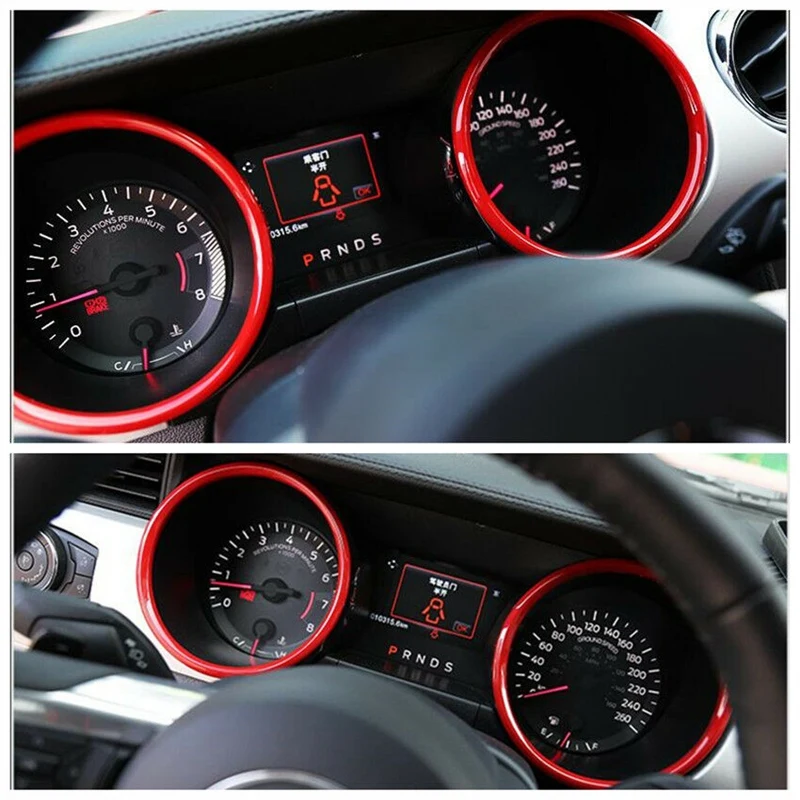 NEW-ABS Red Interior Dashboard Ring Cover Trim Decoration for Ford Mustang