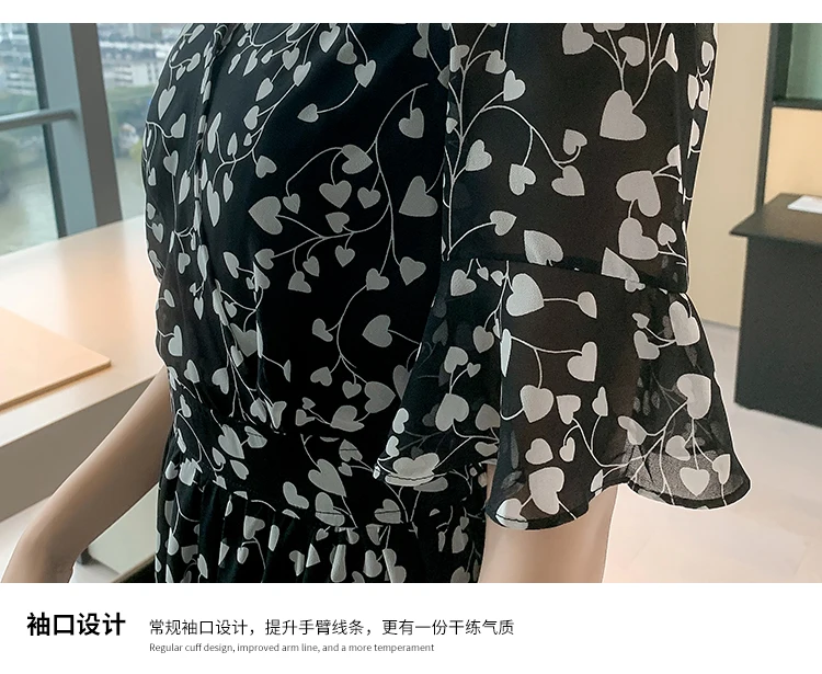 Tonglord Women Chiffon Dress 2020 Summer New Female Short Sleeve V-neck Printed Casual Long Dresses Elegant A-line Vestidos