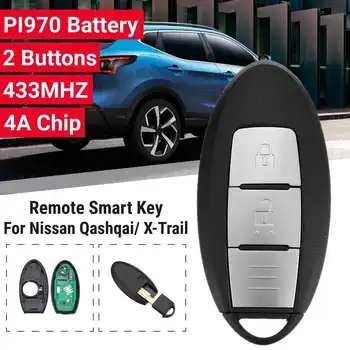 

2 Button Car Remote Smart Key Key Fob Case J324 For NISSAN Qashqai X-Trail 433MHZ 4A Chip PI970 Battery