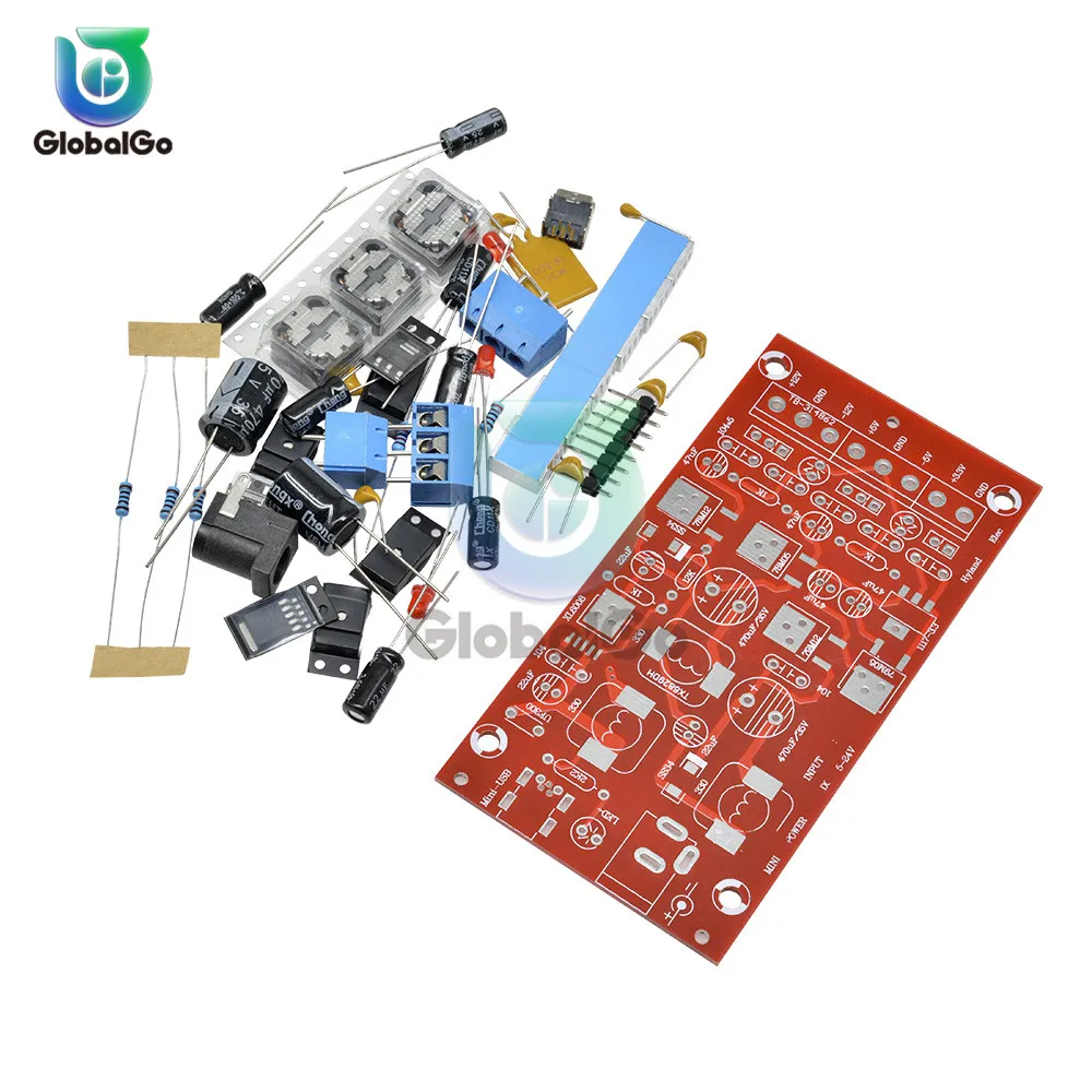 

Mini USB 5-24V to ±12V ±5V +3V Power Module Capacitor Resistance Inductor Heat Sink Fuse Switch