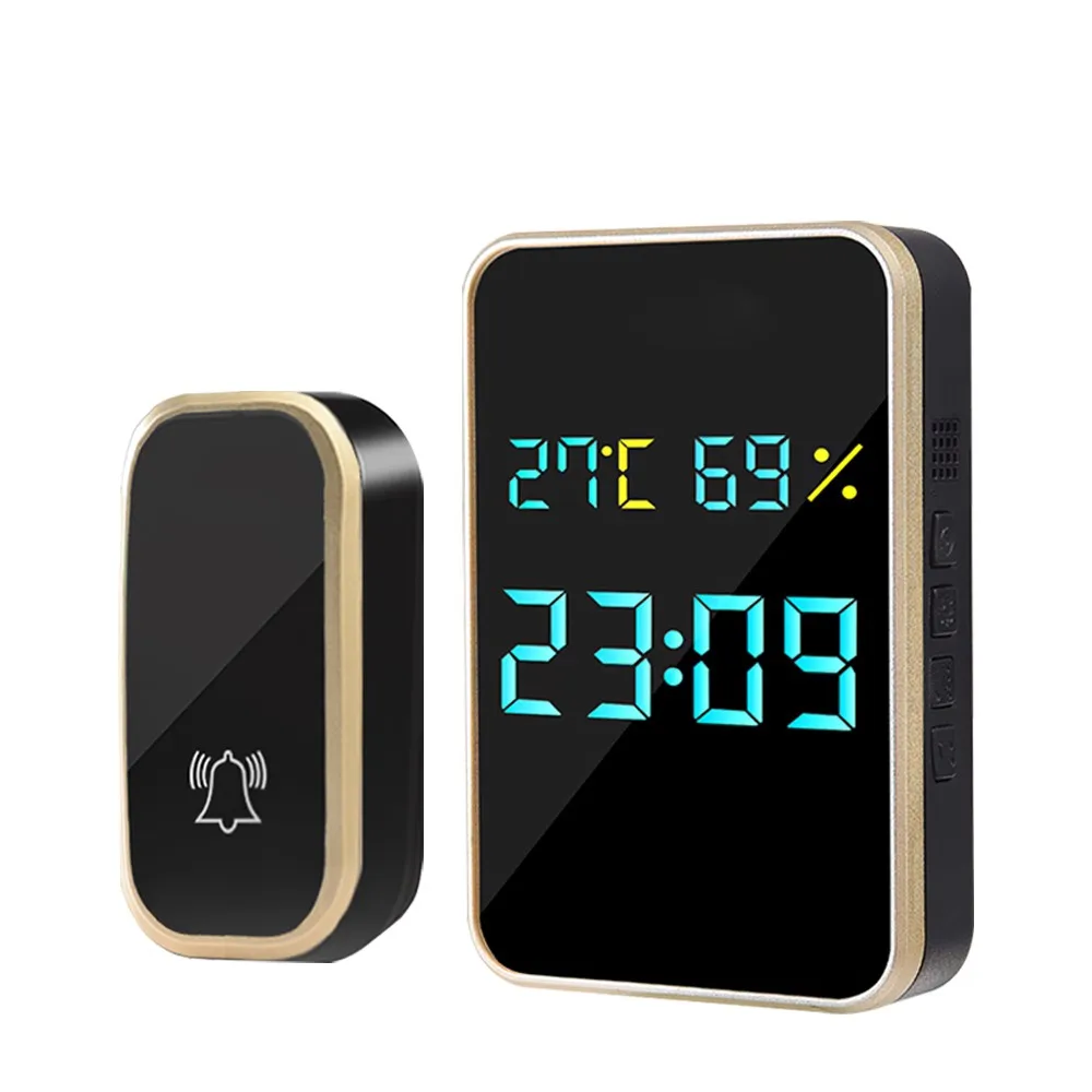 Smart Wireless Digital Doorbell Self Generating Time Temperature Humidity Display Intelligent with Rings for Home Office aiphone intercom Door Intercom Systems