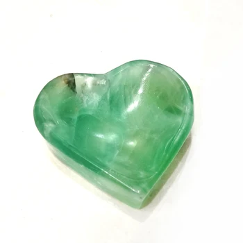 

Natural Green Fluorite Heart Bowl Healing Quartz Crystal Heart Bowl Tobacco Jar Healing Crystal Creative Novelty Home Decoration