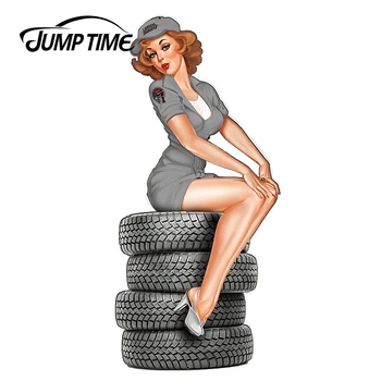 

JumpTime 13cm x 6.1cm For BLECHSCHILD TIRE BABE Sexy Hot Pinup Lady Beautiful Graphic Vinyl Car Window Laptop Decal