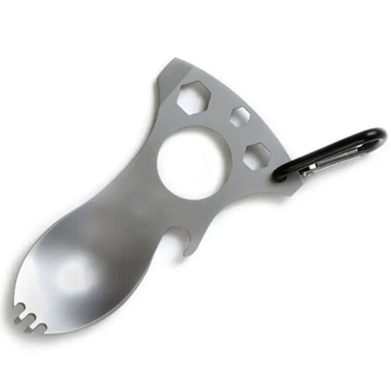 Серый Горячая Портативный Карманный для бутылок открывалка Spork ложка отвертка инструмент кемпинг путешествие на выживание набор дешево - Цвет: Серый