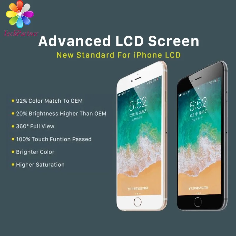 

1PCS ZY Vivid Advanced LCD For iphone 6s 7 8 plus LCD Display Touch Screen Digitizer Assembly with Full View Angle Extra Bright