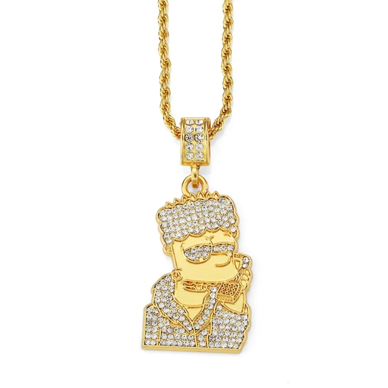 

Personality Hip Hop Simpson Pendant Necklace Stainless Steel Rapper Necklace for Men
