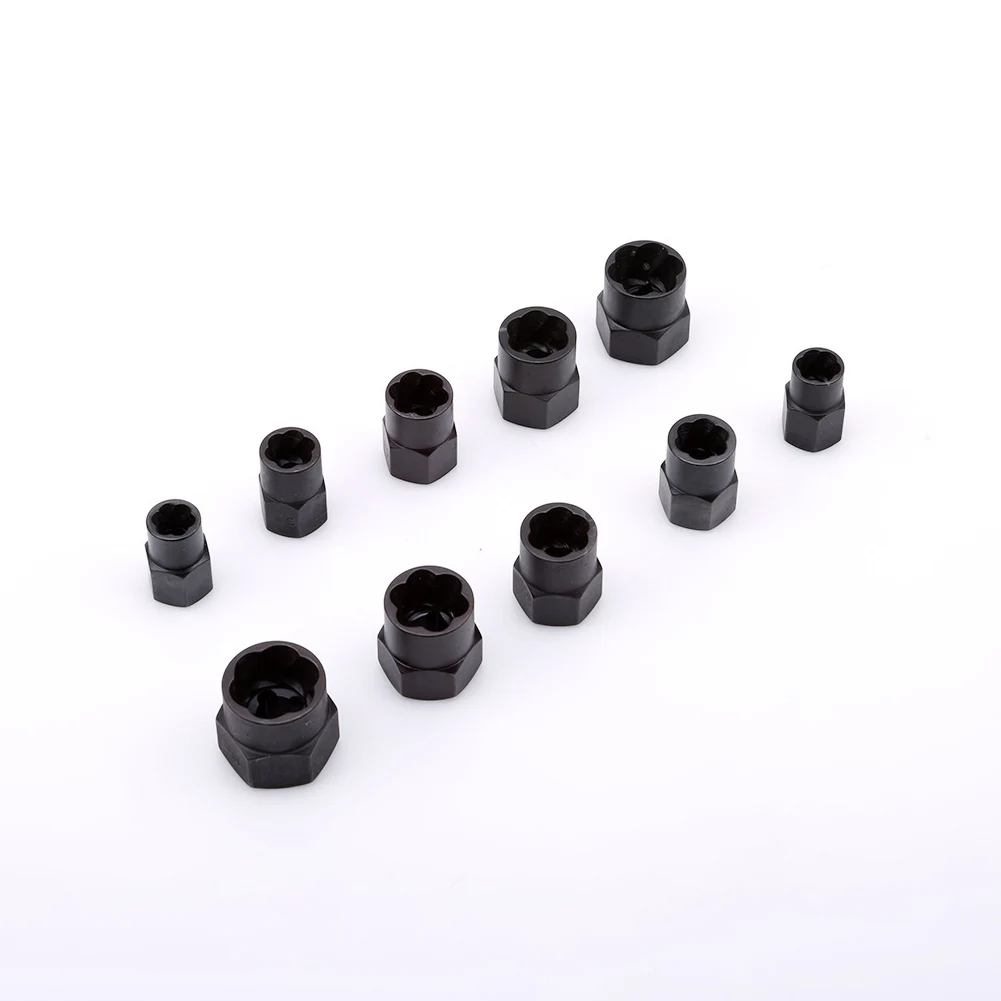 10pcs/set Alloy Screw Extractor Studs Nut Remover Damaged Bolt Socket Round Threading With Box Hand Tools Kit Hex Removal Set