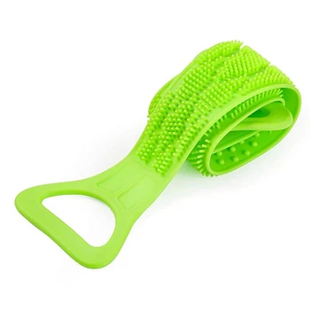 

Green Silicone Bath Body Brush, Exfoliating Long Silicone Back Scrubber, Easy to Clean, Lathers Well, Eco Friendly
