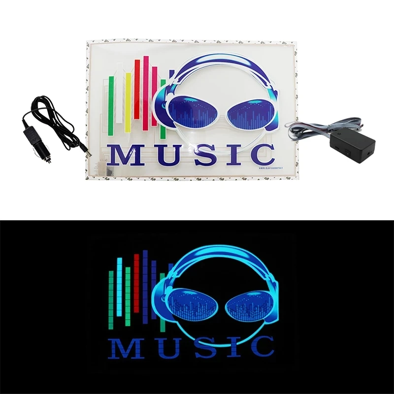 Car Music Rhythm Lamp Windshield LED Sound Activated Equalizer Neon EL Light Music Rhythm Flash Creative Rear Window Sticker DIY