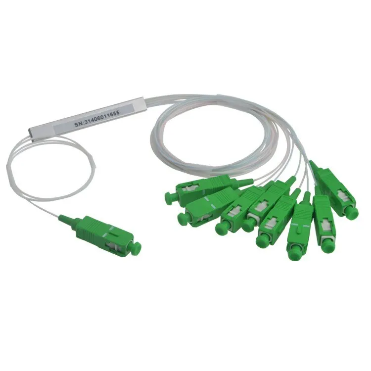 

PLC Optical Splitter SC APC 1X8 FTTH Fiber Optic Splitter FBT Optical Coupler Singlemode Simplex Steel Pipe