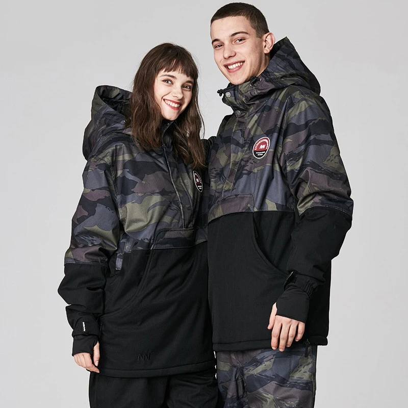 

Winter Single Double Board Half Zipper Hooded Ski Jacket Waterproof Windproof Slim Fitness Warm Pullover Snow Coat Outerwear 스키복