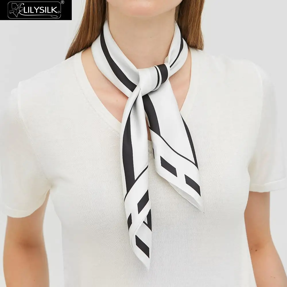 Шелковые шарфы LilySilk классические цветные полосатые новинка бесплатная доставка