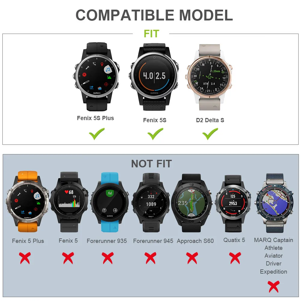 20 мм силиконовый ремешок для часов Garmin Fenix 5S 6S полосы легко подходят браслеты сменный ремешок для Garmin Fenix 6 S/6 S Pro/5S Plus