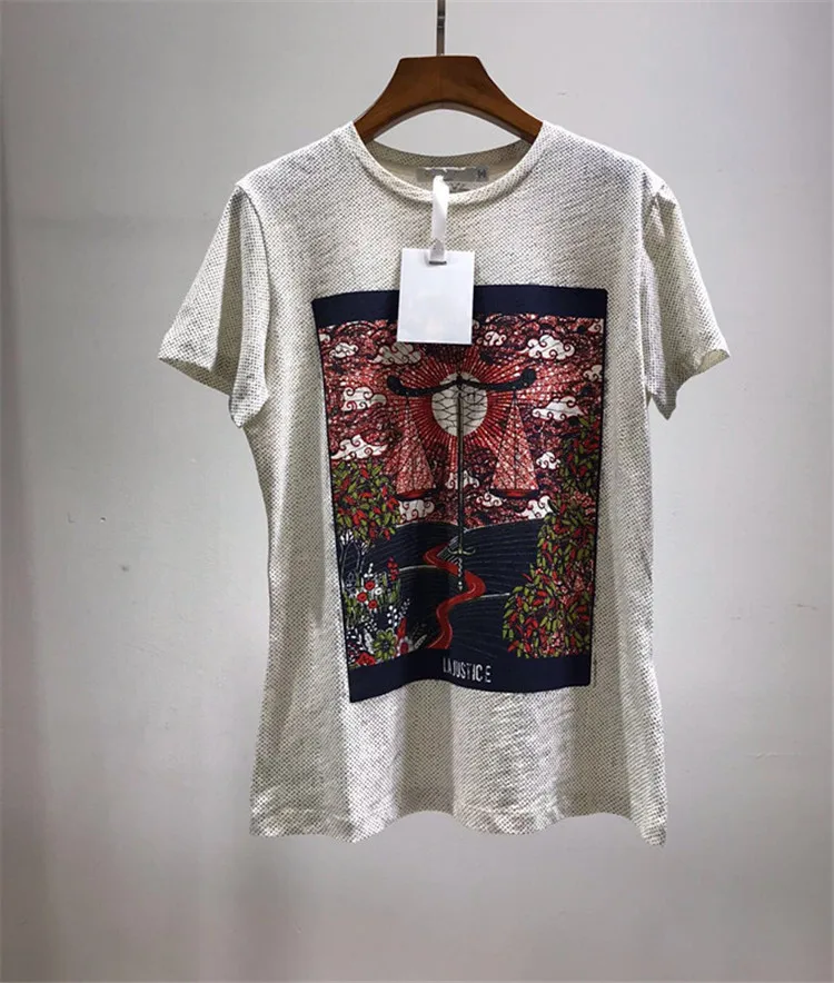 Red Модная винтажная женская футболка с принтом, топы для подиума, Harajuku, короткий рукав, женский корейский стиль, футболка, одежда - Цвет: Red