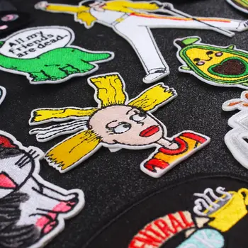 

DIY Embroidered Patches for Clothing Iron on Patch Cartoon cute cat Applique Badge Animal Fruit Patches Garment Accessory