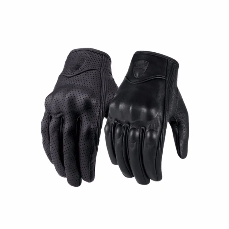 top guantes fashion glove real leather full finger black moto