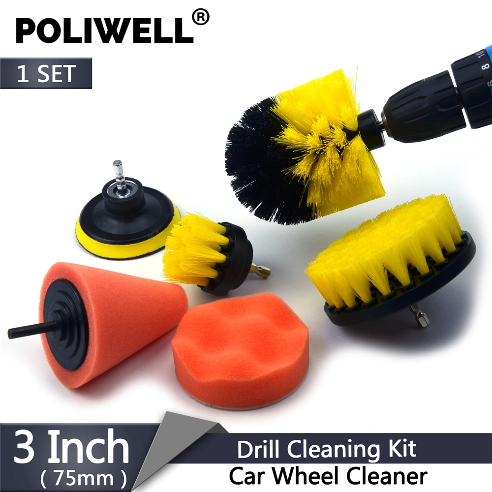 

Car Wheel Cleaning Brush Kit for drill 6.5mm Adapter Power Scrubber Brushes+Sanding Pad +Sponge Tile Cleaner Drill Brushes Set