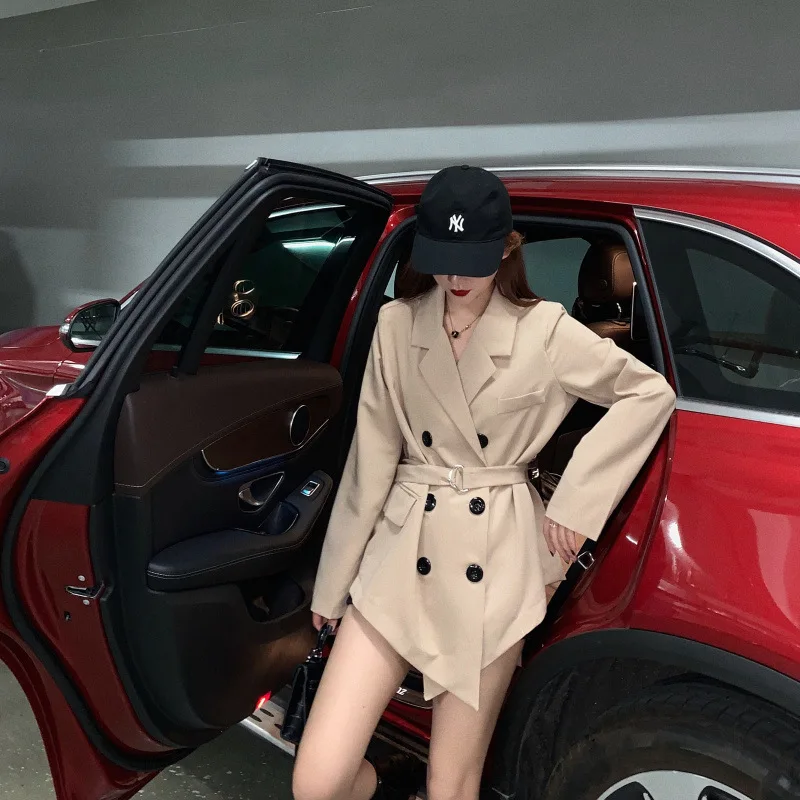 

Photo Shoot 2019 WOMEN'S Dress Autumn Online Celebrity Small Suit Loose-Fit Waist Hugging Bandage Cloth Suit Jacket Women's