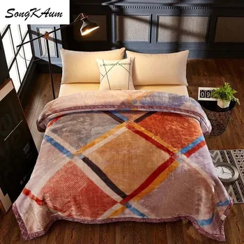 

SongKAum New Style Raschel Double Comforters Blanket Winter Thicken Keep warm Quilt student dormitory Duvets Queen Full Size