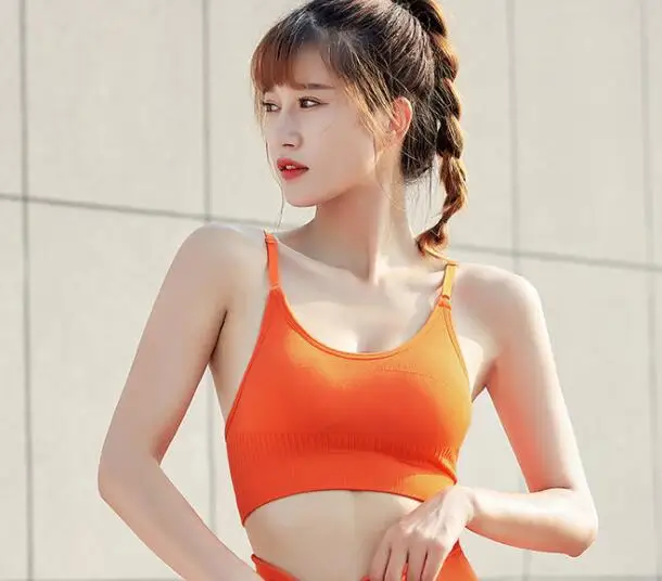 Seamless Sports Bra Women Fitness Top Yoga Bra Running Yoga Gym Crop Top Women Push Up Sport Bra Top Woman Sports Bra Push Up - Цвет: 8015 orange bras