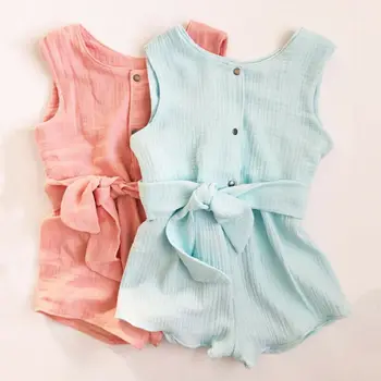 

Newborn Baby Girl Clothes Sleeveless Romper Jumpsuit Cotton Linen Soft Outfits Clothes 0-18Months Dropshipping