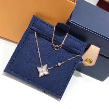

18K Rose Gold Real Pink White Shell Clover Necklace Luxury Style Christmas Gift for Women Valentines Day Gift for Girlfriend