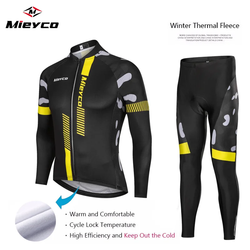 Темно-серый Men Women Winter thermal Fleece Cycling Jersey Long Sleeve Road Bike Bicycle Clothing Ropa Ciclismo Bib Shorts Pants Set - Цвет: Темно-серый