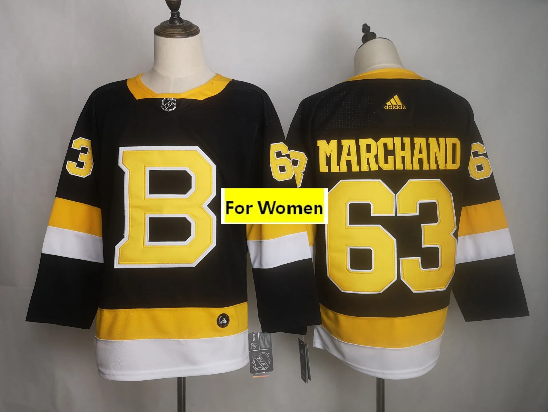 Новые женские вышитые сшитые Boston#63 Brad Marchand#37 Patrice Bergeron#88 David Pastrnak Jersey - Цвет: Золотой