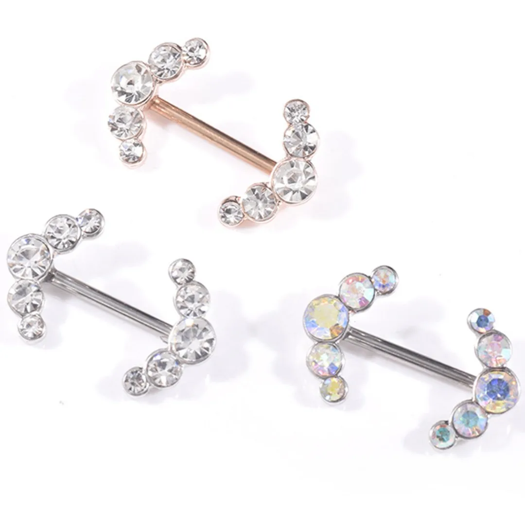 

10 Rhinestones Nipple Ring Piercing Bar Trendy Crystal Stainless Steel Nipple Ring For Women Sexy Anti-allergic Body Jewelry