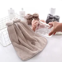 Hand Towel Household Bow Hanging Type Absorbent Towels Kitchen Wipe Handkerchief Solid Color Kitchen Supplies 4
