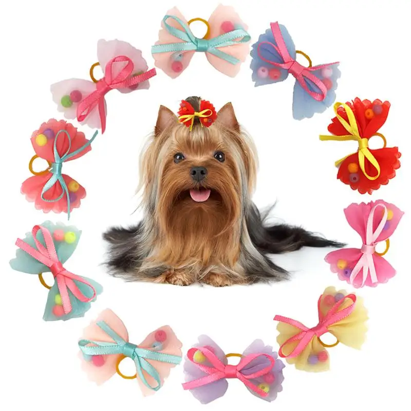 10pcs Pet Hair Tie Fashion Cute Beads Bowknot Decor Dog Hair Tie Pet Hair Bow For Dogs Cats Party Dress Up Hair Accessories Dog Accessories Aliexpress