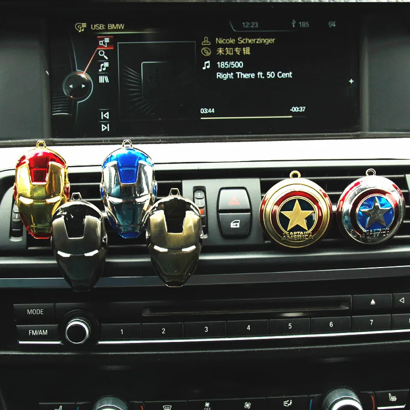 

Car Styling Air Freshener Clip Air Condition Vent Perfume for The Avengers Marvel Spiderman Ironman Captain Fans Car Smell