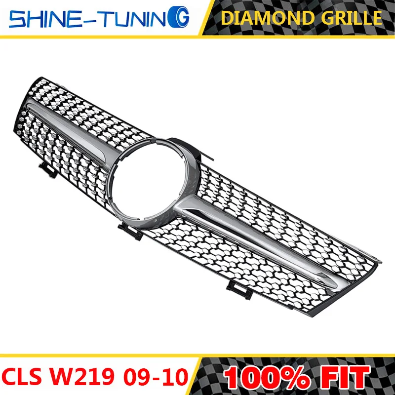 Передняя решетка подходит для нового CLS класса W219 Алмазная решетка 2005-10 W219 гриль CLS300 CLS350 CLS500 без эмблемы