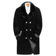 Мужская зимняя куртка из натуральной овчины, пальто с мехом, Блейзер, Мужская одежда, натуральный норковый меховой воротник, шерстяные пальто, Chaqueta Hombre MY1635