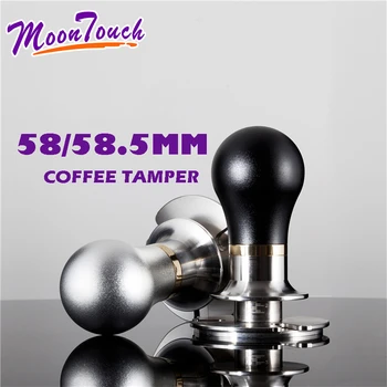 

58mm/58.5mm Elasticity Adjustable Coffee Tamper 304 Stainless Steel Wooden Handle Flat Pressure Press Hammer Coffee Accessorie