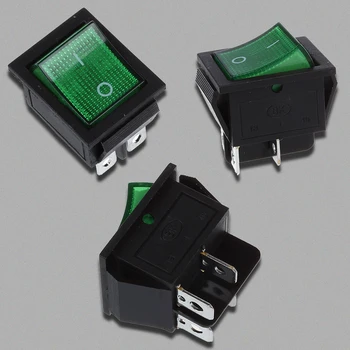 

Green Light 4 Pin DPST ON/OFF Snap in Boat Rocker Switch 16A/250V 15A/125V AC