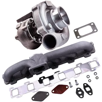 

T04E T3/T4 A/R 0.57 44 TRIM 5-BOLT 400+HP BOOST TURBO CHARGER for Ford Dodge1999 +Exhaust Manifold Turbo turboloader Kit