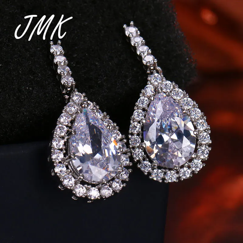 

JMK Роскошные Висячие Подвески в виде капли воды искусственные бриллианты серебряные романтические ювелирные изделия для женщин свадебный подарок на день Святого Валентина