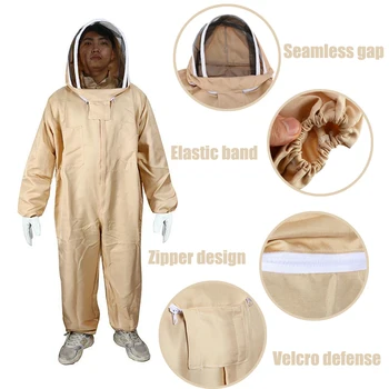 

Professional Beekeeper Protective Suit Full Body Bee Keeping Suit with Leather Gloves Anti-Bee Coat Beekeeping Equipment Clothes
