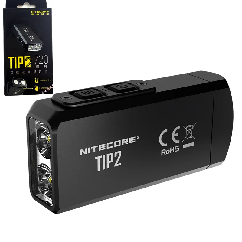 NITECORE TIP2 USB Rechargeable Keychain Light CREE XP-G3 S3 max 720 Lumen Beam distance 93 meter Built-In Battery EDC Flashlight