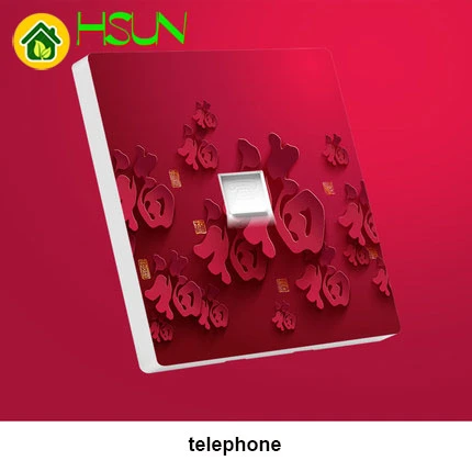 Тип 86 арт переключатель гнездо 1 2 3 4 банда 1 2 способ 3D Китайский благословение красный Ividuality креативная декоративная панель ТВ компьютерная розетка - Цвет: Telephone