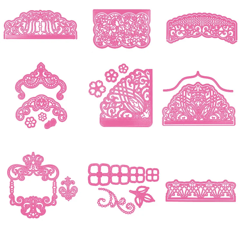 

Crown Fan Shaped Rectangle Lace Background Metal Cutting Dies For DIY Scrapbooking Photo Album Decorative Embossing Card Dies
