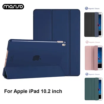 

A2197 A2198 iPad 10.2 inch Case Slim Fit Frosted PC Back PU Leather Magnetic Smart Stand Book Folio Protective Tablet Cover