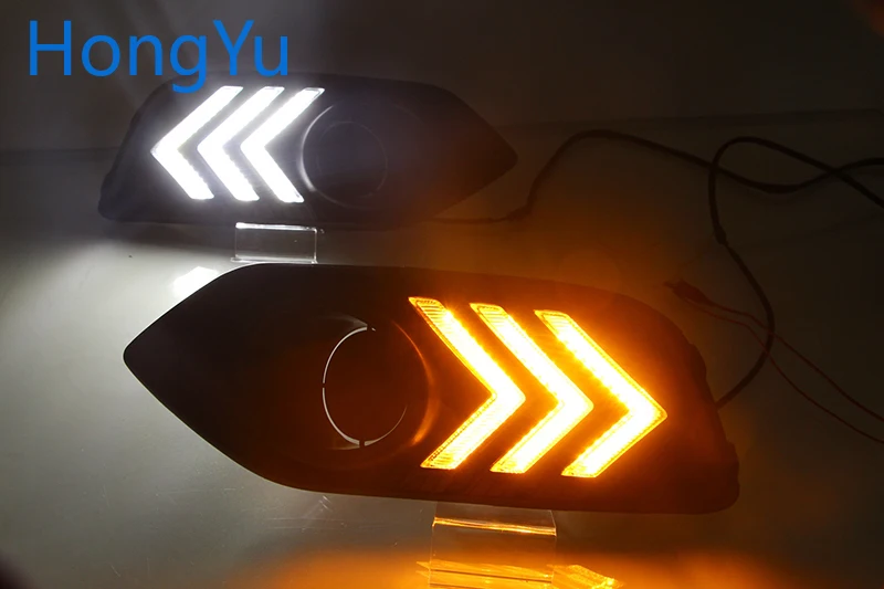 СВЕТОДИОДНЫЙ DRL для Honda hr-v HR-V Vezel дневного света противотуманная фара с желтым поворотным сигналом