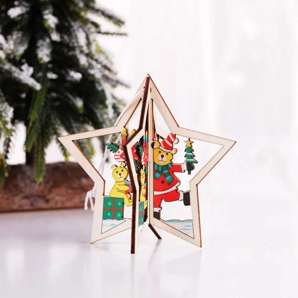 Christmas Tree Decortion Supplies 3D Santa Claus Star Bear Heart Deer Snowman Hanging Pendant Christmas Tree Decor
