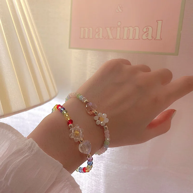 Flower Beads Korea Hot Selling Fashion Jewelry High-end Natural Opal Beaded Copper Inlaid Zircon Pearl Female Bracelet | Украшения и